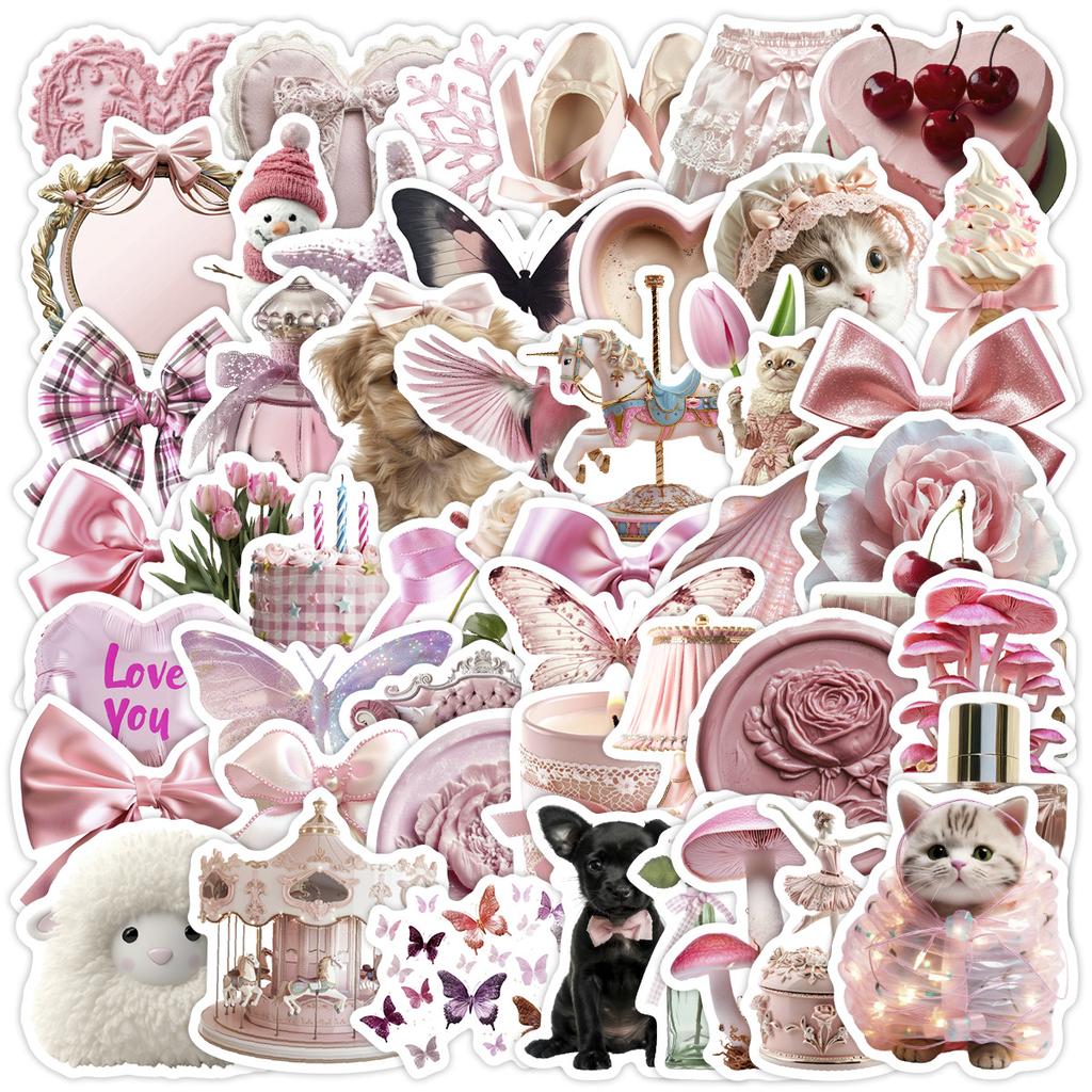 50 Pink IND Style Graffiti Stickers Laptop Hand Account Mobile Phone Case Waterproof Decorative Stickers