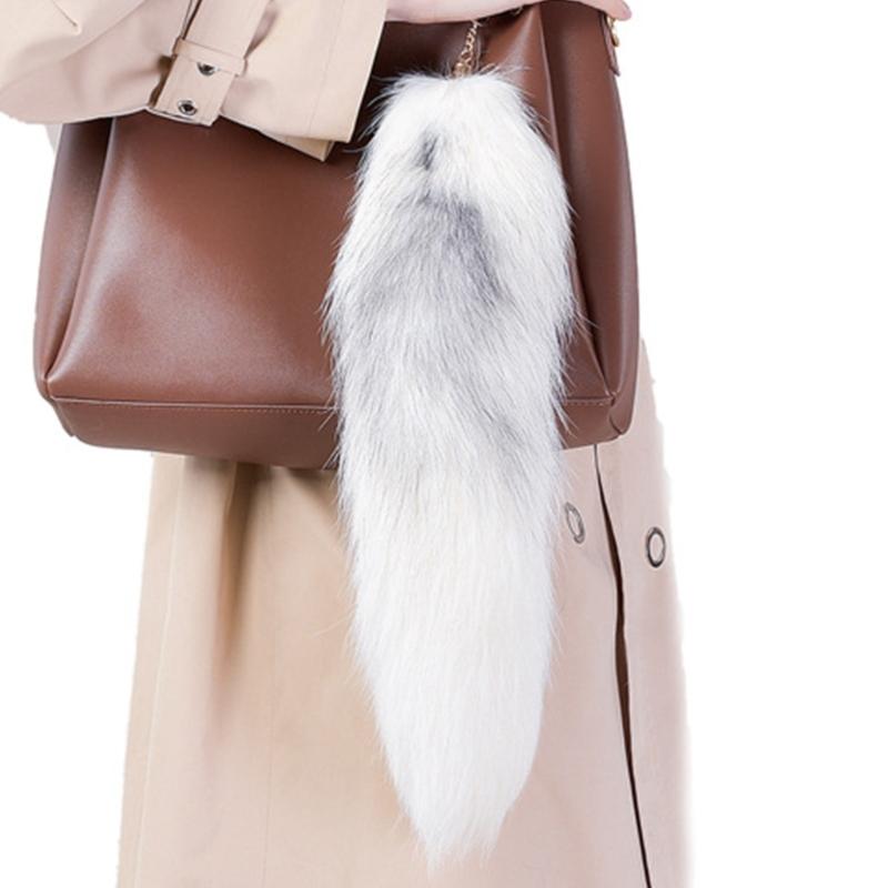 Long Animal Tail Keychain Key Holder with Keychain Clip, Plush Tail Charm Keychain Purse Bag Charm Keychain Pendant
