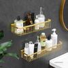 Wall Mounted Bathroom Shelf Shampoo Cosmetic Storage Rack Brushed Gold Storage Organizer Rack Soap Cosmetic Shelf Household Item