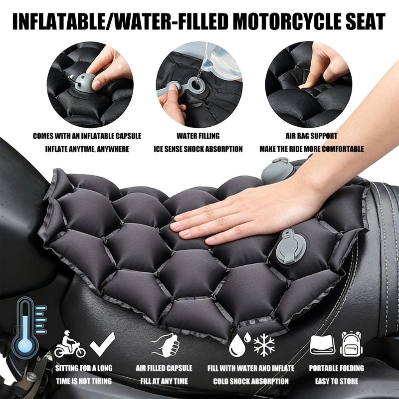 Breathable Motorcycle Seat Cushions with Adjustable Air Chamber & Foldable Design Universal Air Seat Pad for Easy Storage