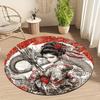 Geisha retro style Flannel-printed round floor mats are slip-resistant Suitable for living room bedroom terrace garden carpets