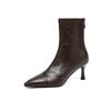 Fashion Women's new pointed retro high-heeled handmade oversized zipper and calf short boots fashion boots elastic boots