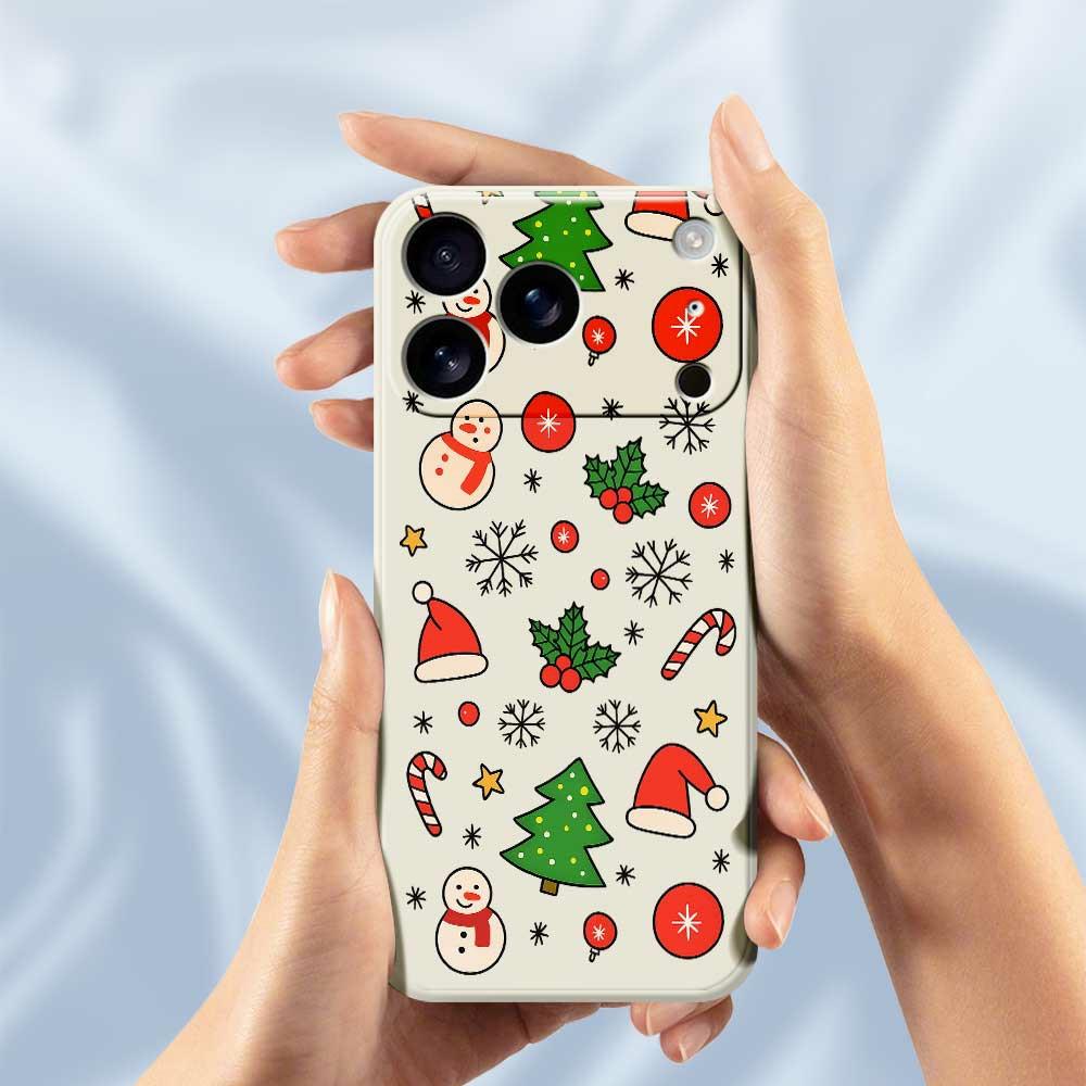 For iPhone 17 Pro Max Case Christmas Elements Pattern Printing Straight Edge TPU Phone Back Cover