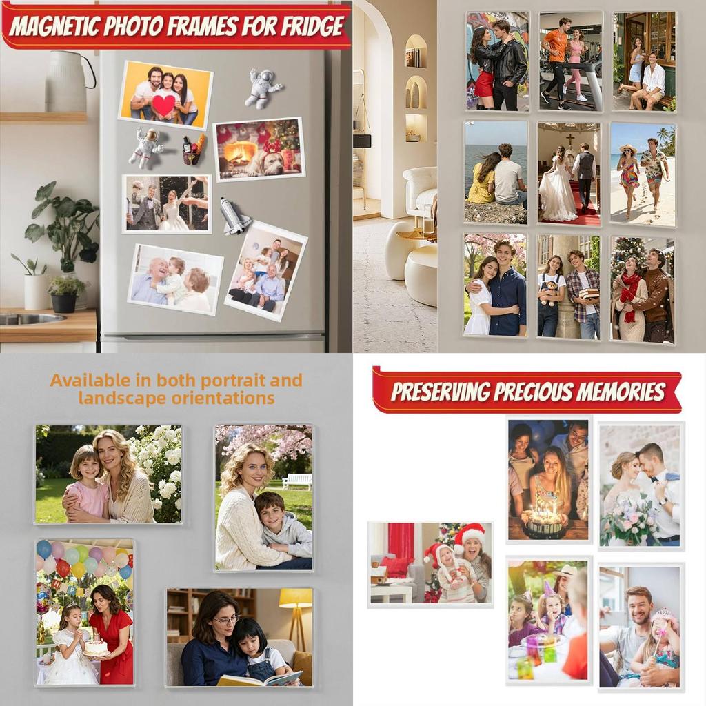 Transparent Acrylic Photo Frame Magnetic Magnet For Photo Wall Diy Home Decoration