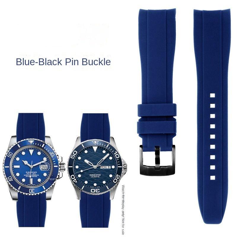 Pulseira de Borracha com Ponta Curva Para Rolex Water Ghost Seiko Mido helmsman Casio swordfish arco à prova d'água mergulho pulseira de relógio de silicone 22mm