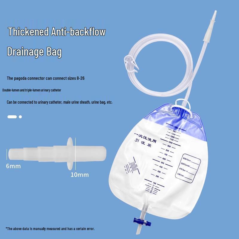 Anti-Reflux Medical Urine Drainage Bag with Bile Tower Connector for Men, Women & Elderly