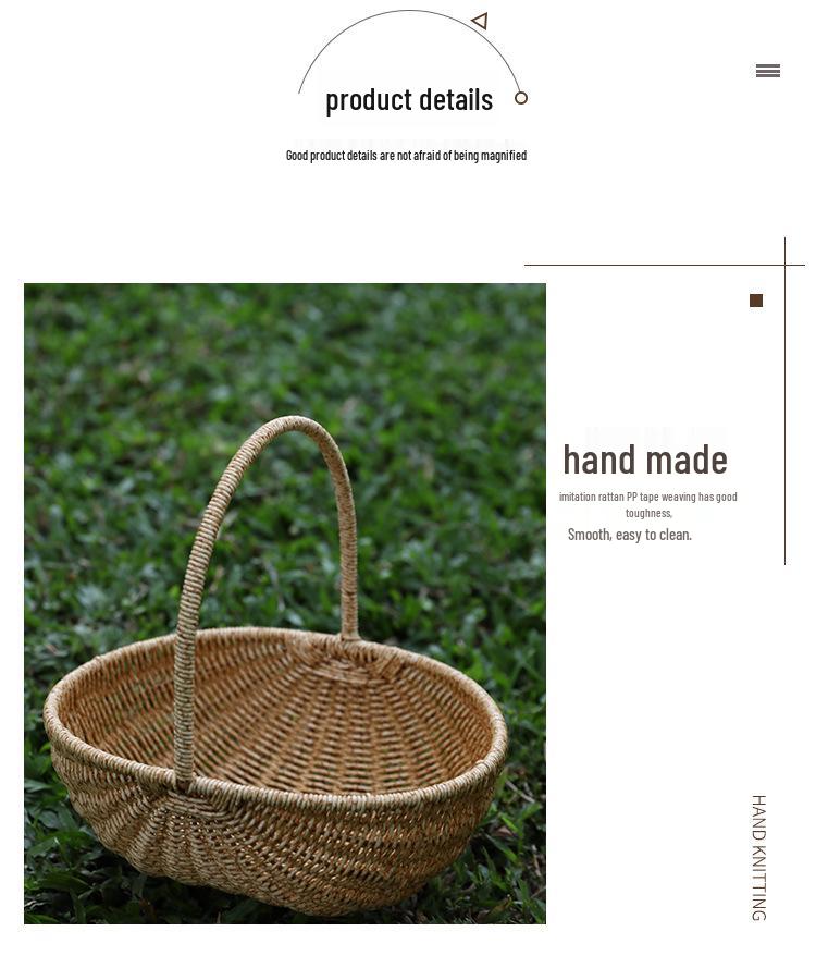Rattan-Style Watermelon Basket for Shopping, Vegetables, Fruits, and Picnics
