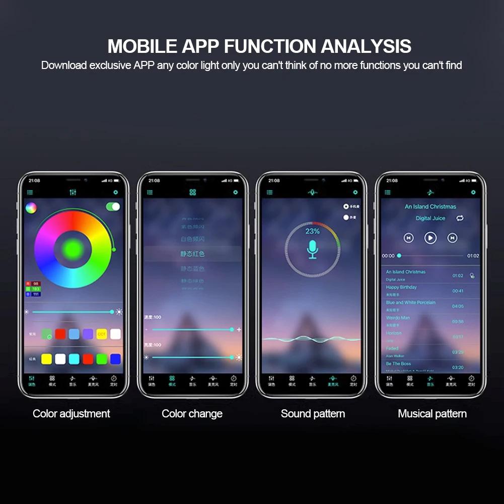 4Pcs LED Car Interior Atmosphere Backlight Ambient Mood Foot Light With Cigarette USB Lighter Decorative APP Remote Control Lamp