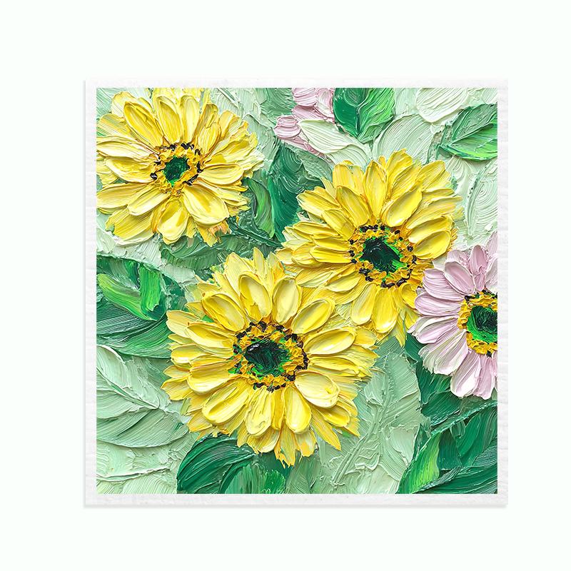 6pcs Natural Wood Pulp Cotton Sponge Cloths, Super Absorbent & Quick-Drying Reusable Dishcloths for Kitchen Cleaning