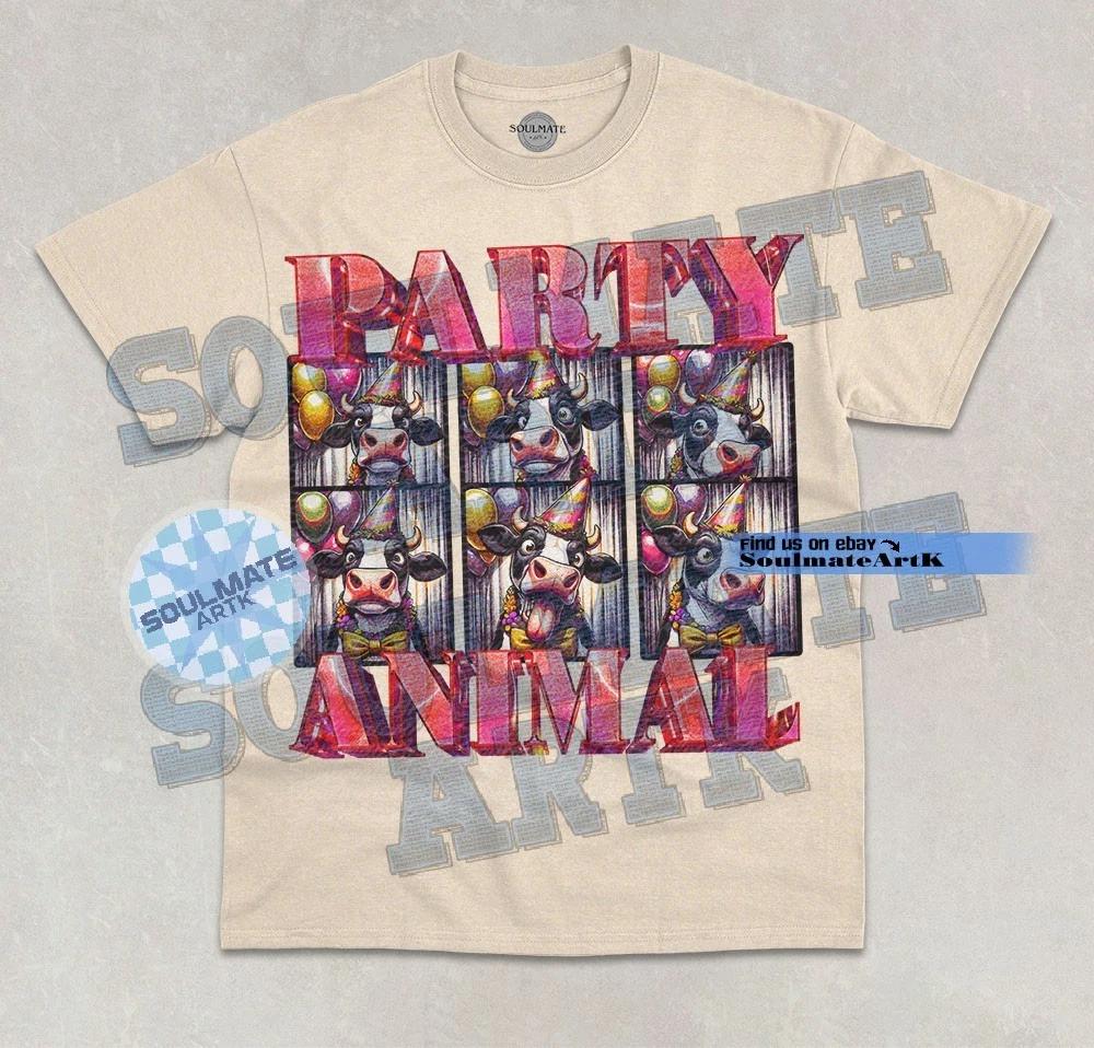 Cow Animal T-Shirt Party Graphic Cute Animal Farm Cow Meme Hilarious Graphic Tee S