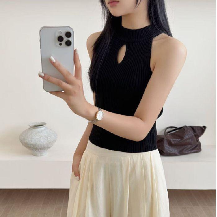 Sexy Halter Top with A Halter Top Sleeveless Knitted Knitted Top for Women Summer