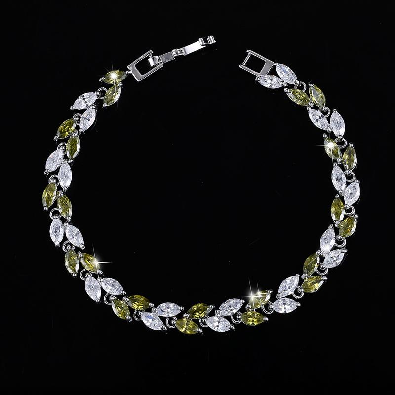 Hand Jewelry Small Leaf Zircon Bracelet, Jewelry, Women