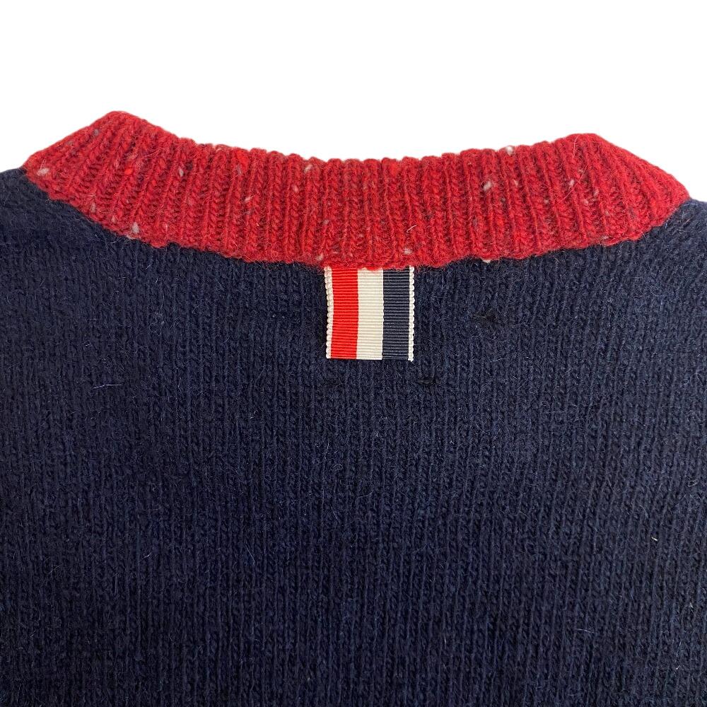 THOM BROWNE Knit Wool Sweater Navy Wool Women Used