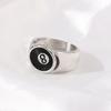 Punk Style Billiard Number Black 8 Opening Adjustable Rings Metal Alloy Rings Fashion Hip Hop Rock Jewelry For Women And Men