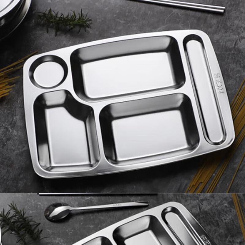 Stainless Steel 5-Compartment Lunch Tray