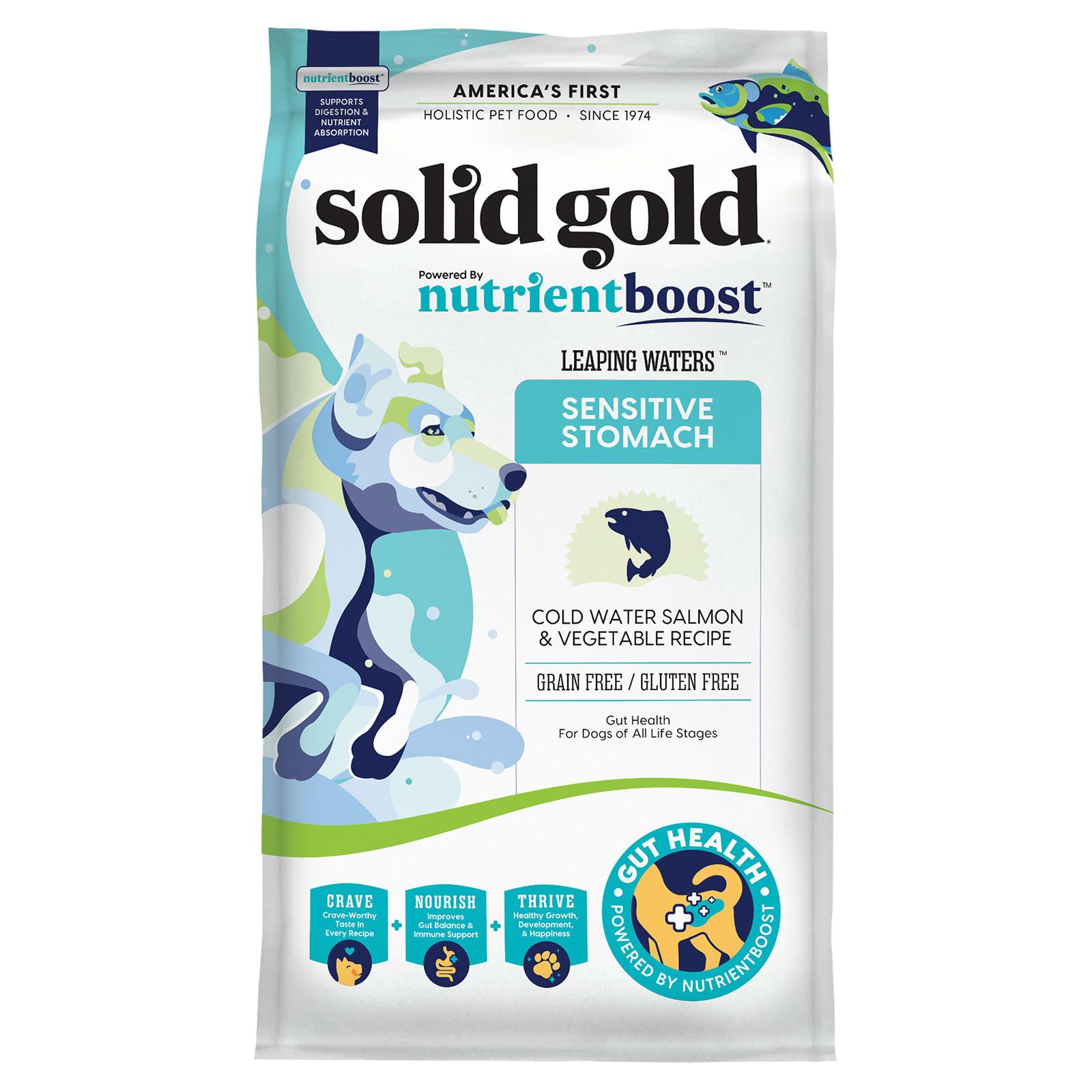 

Твердое золото, Прыгающие воды™, Рецепт с холодноводным лососем и овощами для собак, На всю жизнь, 1,7 кг (3.75 фунта)