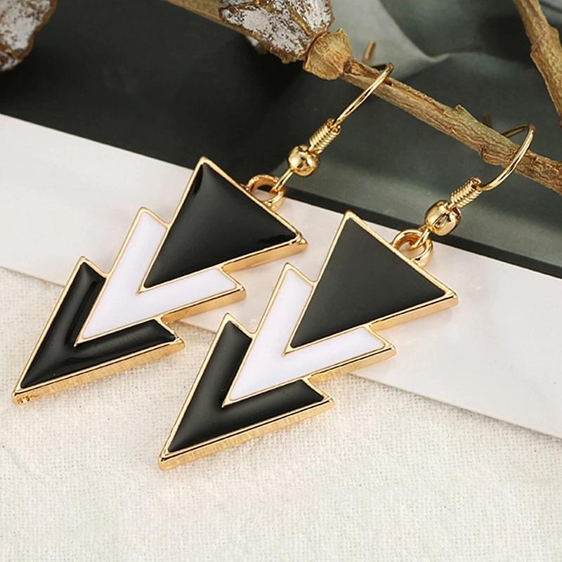Asymmetric Double Round Stud Earrings  For Women Crystal Black Red Enamel Hollow Geometric Zircon Party Girl s Earrings