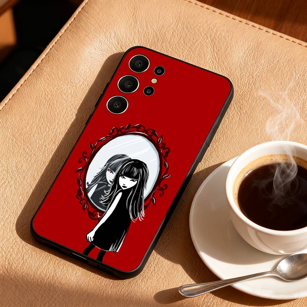 

Cat E-Emily The Strange Phone Case For Samsung S26,S25,24,23,22,30,21,10,9,Ultra,Plus,Lite,Black Soft Case Samsung S21plus