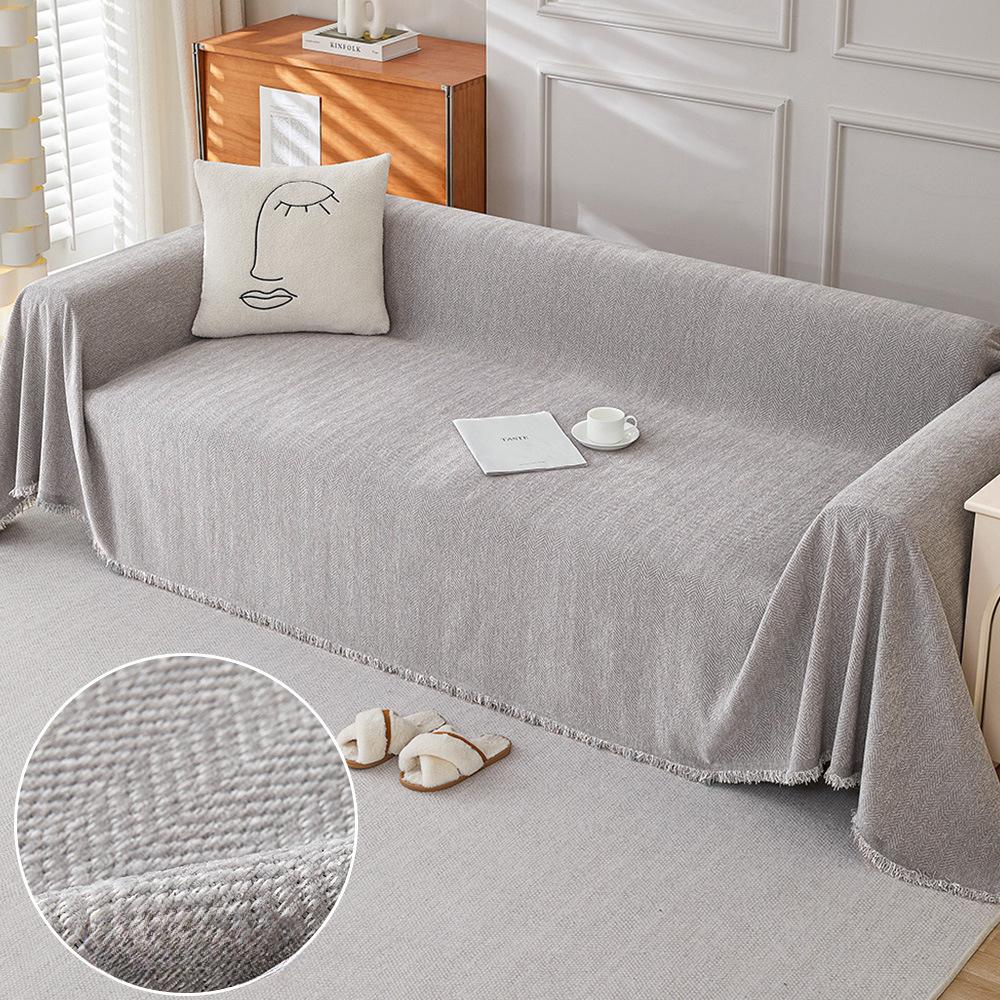 Herringbone Chenille Sofa Towel Full Cover Cloth Ins Style Light Luxury High-Grade Sofa Cushion Four Seasons Universal Sofa Cover