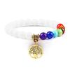 European & American Cross-Border E-commerce Creative 8mm Bead Bracelet with Volcanic Lava & Wooden Beads featuring an Alloy Tree of Life Pendant.