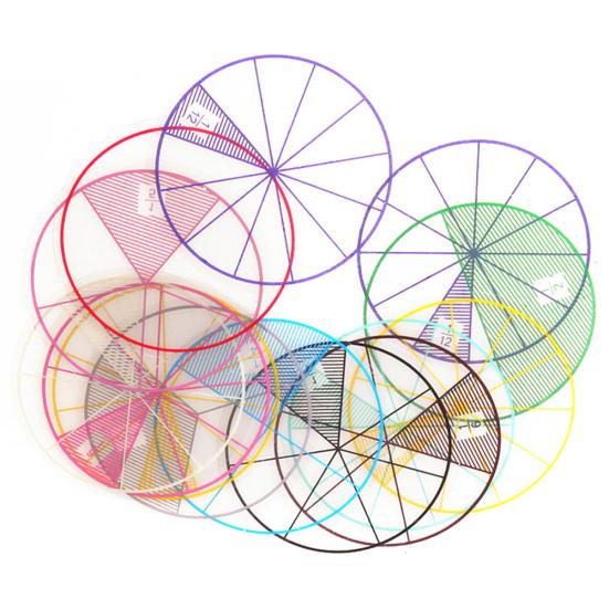 12Pcs Numbered Fractions Circles Chips Mathematics Learning Education Kids Toy