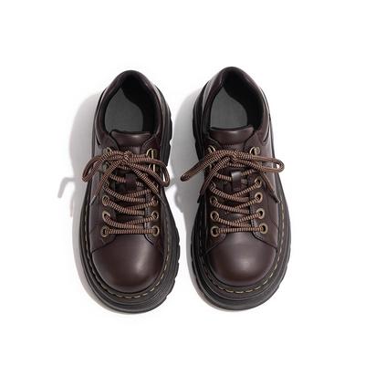 Womens Derby Shoes Autumn British Style Female Footwear Loafers With Fur Round Toe Clogs Platform Casual Sneaker Leather Fall Pr