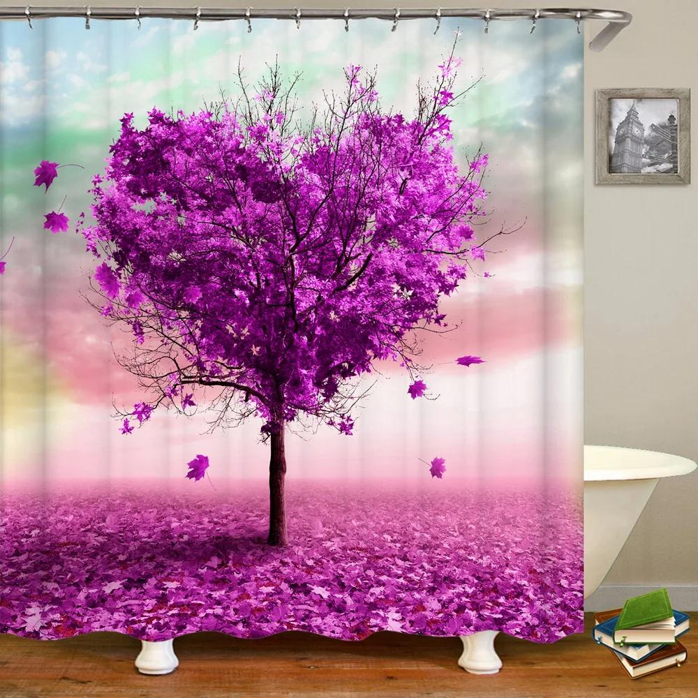 Bathroom Shower Curtain 3D Nature Forest Landscape Print Polyester Waterproof Curtain Home Decoration Curtain with Hook 180x200