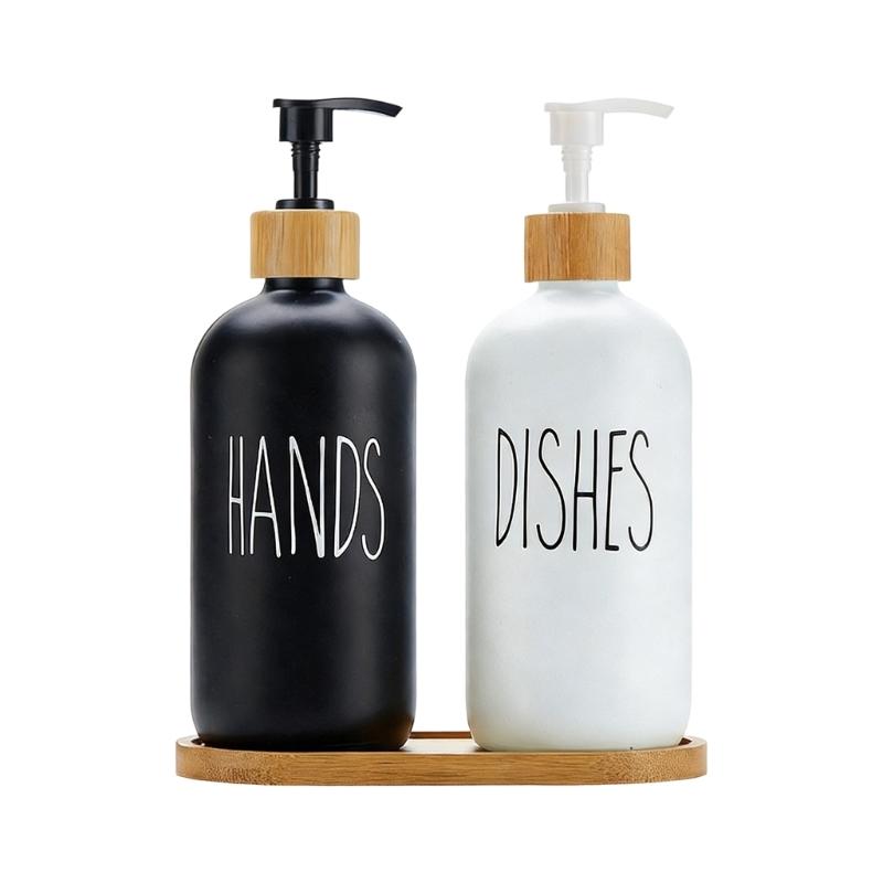 2 STuks 500ml Glazen Zeepdispenser Met Drukpomp Zeepdispenser Voor Reizen Of Huis Badkamer Aanrecht Accessoires