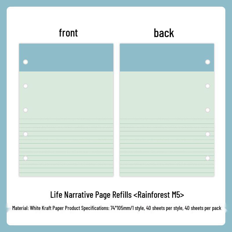 Mr. Paper M5 Loose-leaf Refill Pages - Life Narrative Design with Sticky Note Replacement