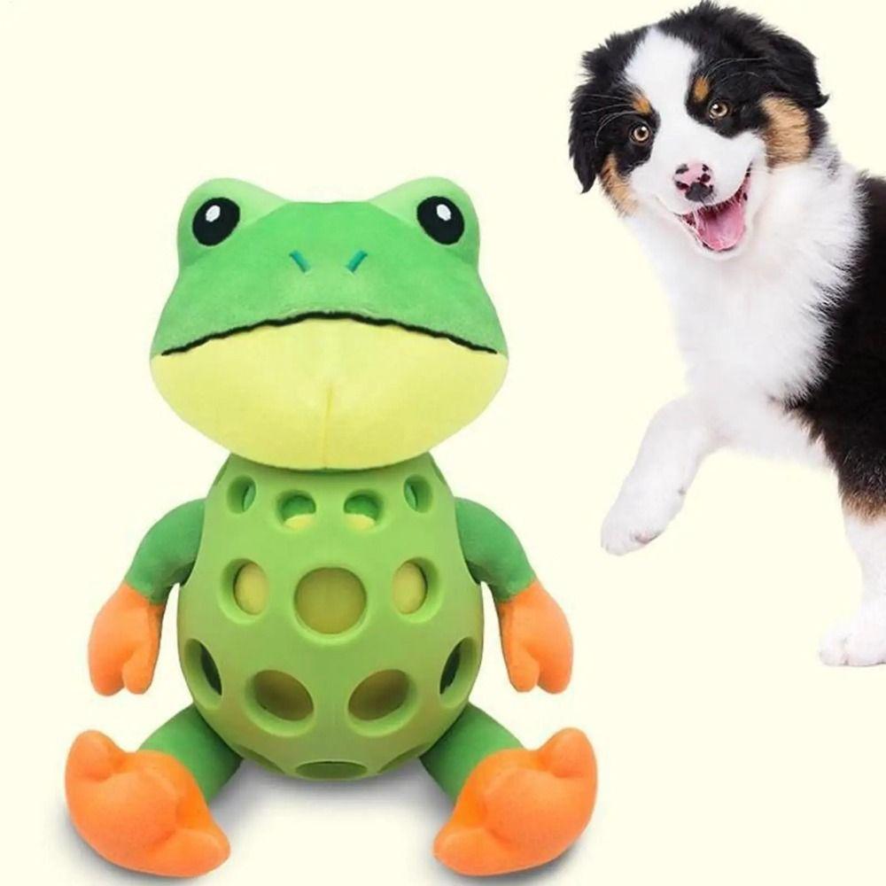 Cartoon Frog Shape Interactive Sound Toy Bite Resistant Pet Squeaky Chew Toy  Home Use