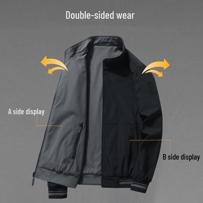 Men's Double-Sided Cotton Jacket: Casual Loose Fit, Spring/Autumn Pilot Baseball Style