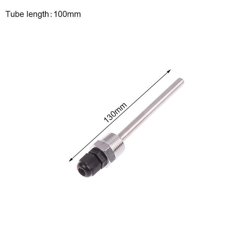 304 Stainless Steel 1/2 BSP G Thread OD8mm Immersion Sleeve Pocket For Temperature Sensor 30-200mm Tube Thermowells Protecter