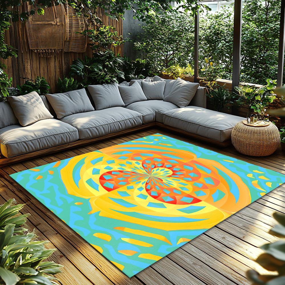 Colorful Abstract Area Rug Modern Geometric Carpet Living Room Decor Non Slip Floor Mat Home Decor Indoor Outdoor Accent Rug