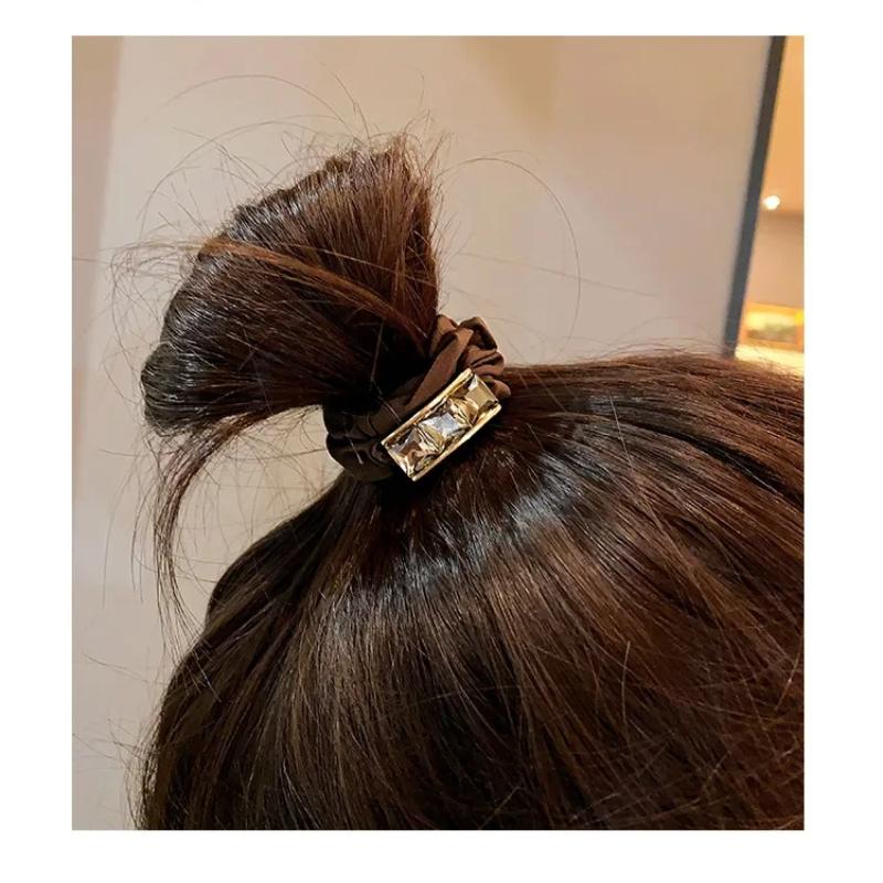Woman Korean Fashion Elastic Large Rhinestone Hair Ties Hairbands Shiny Diamond Luster Ponytail for Girls Hair Bands Headwear