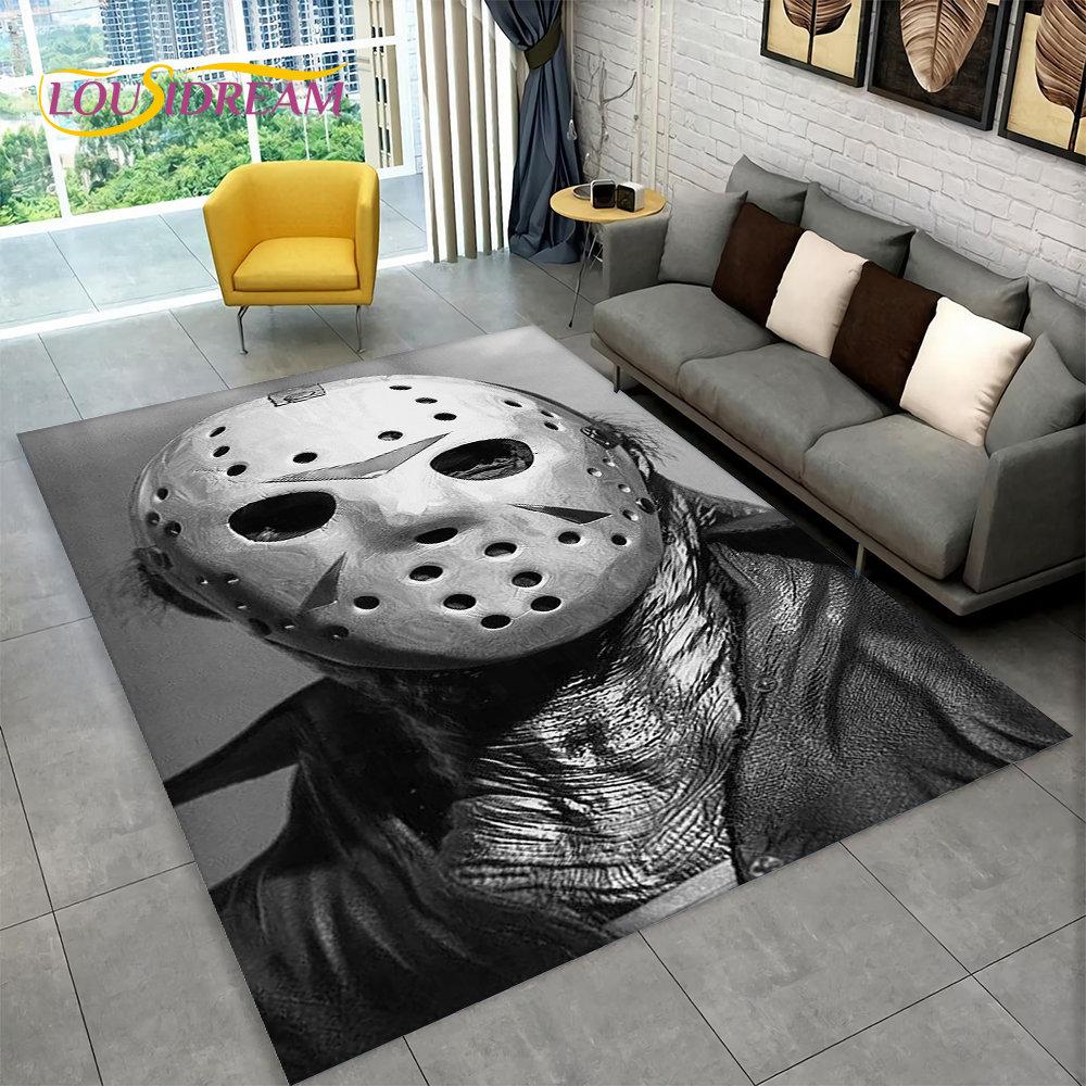 Horrorfilm-Charakter Chucky Saw Cartoon-Teppich, Teppich für Wohnzimmer, Schlafzimmer, Sofa, Fußmatte, Dekoration, rutschfeste Bodenmatte