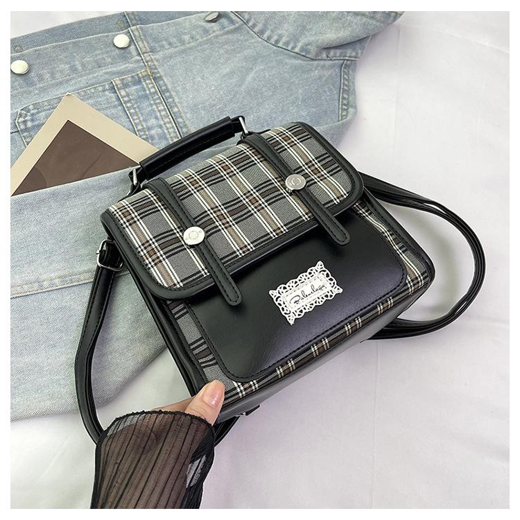 

Нишевый дизайн женский рюкзак 2025 новый осенне-зимний модный высококлассный маленький рюкзак многофункциональная клетчатая сумка чёрный