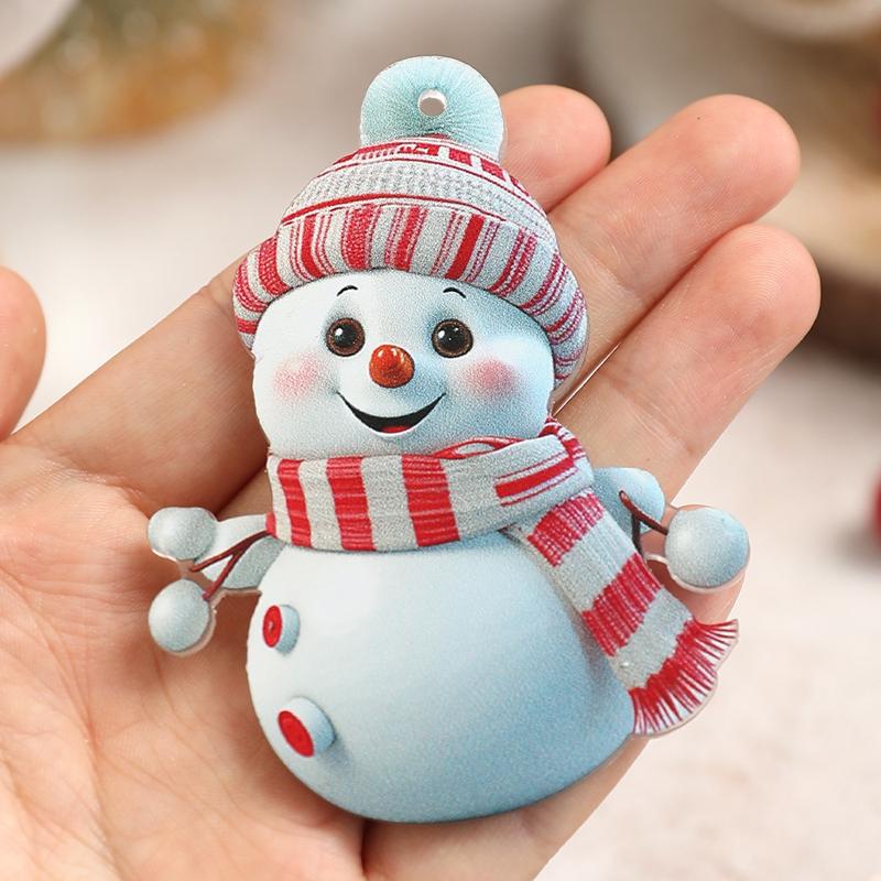 1/5Pcs 2D Acrylic Cartoon Snowman Hanging Xmas Tree Pendant for Christmas Decoration Navidad Home Decor New Year Party Gifts