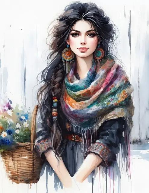 Gypsy Woman Full Square Round Diamond Embroidery Fantasy Peacock Goddess Diamond Painting Cross Stitch Mosaic Wall Decor