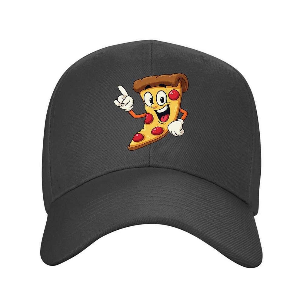 Happy Pizza Slice Character Baseball Cap Adjustable Unisex Outdoor Sports Travel Hat