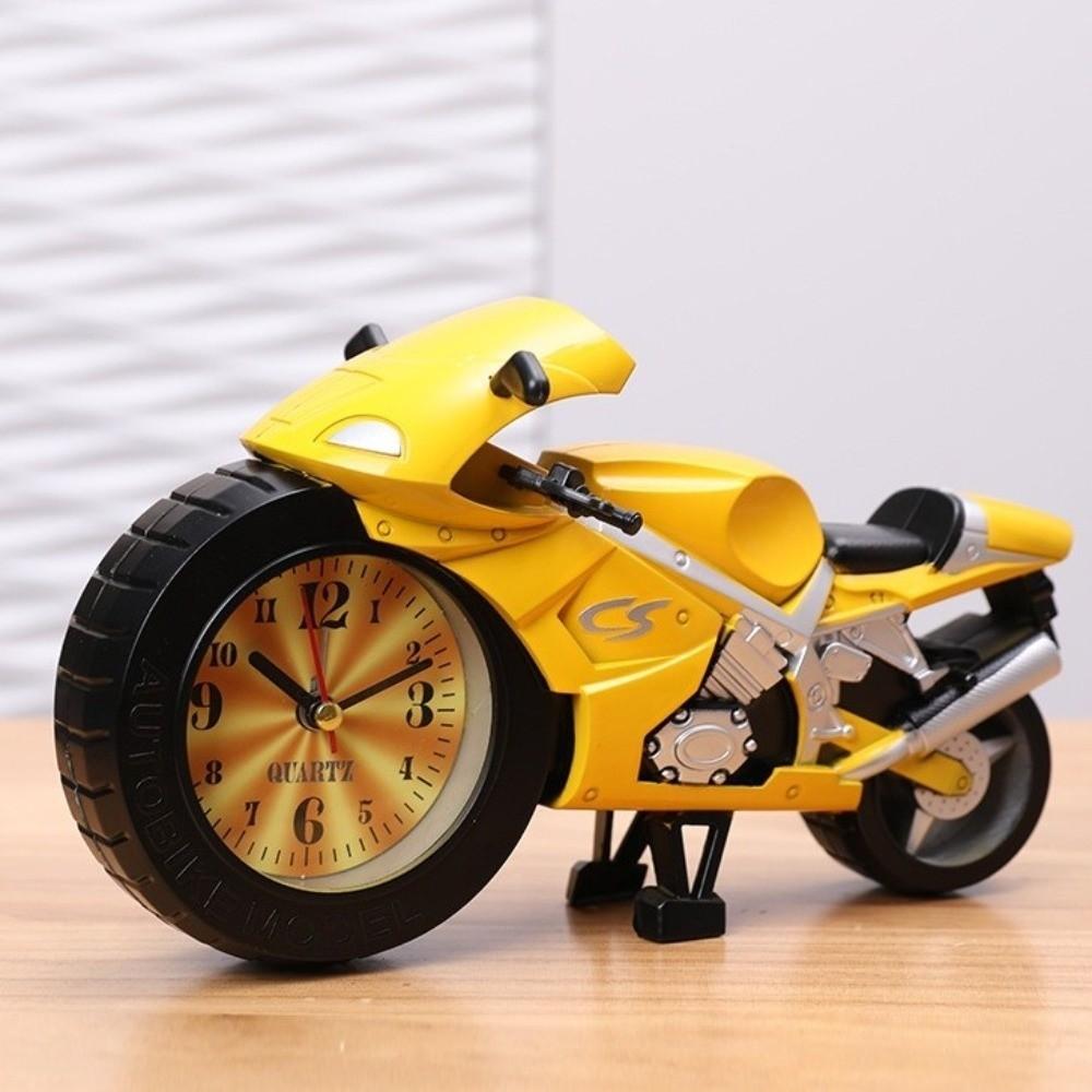 Cartoon Motorcycle Alarm Clock Silent Movement Plastic Bedhead Alarm Clock Drop-proof Mini Alarm Clock for Children