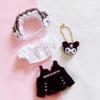 niannyyhouse 20cm Plush Toy Clothes Set: Headwear, Shirt (Black), Skirt, Backpack, Cotton Doll, Dress-up, Doll Accessories