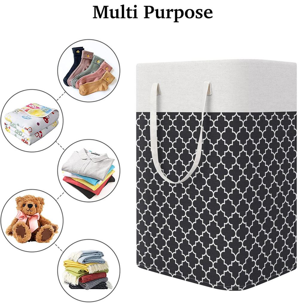 75 Large Capacity Laundry Basket Collapsible Laundry Storage Basket Waterproof Cotton Linen Laundry Hamper with Handles