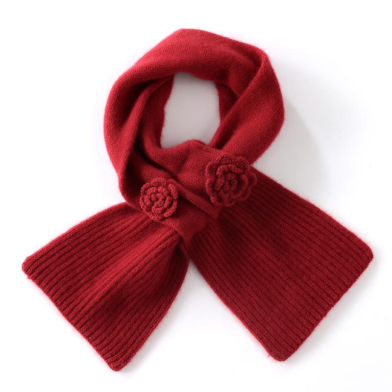 Handmade crochet% cashmere scarf women's solid color perforated warm scarf fashionable versatile small scarf outside