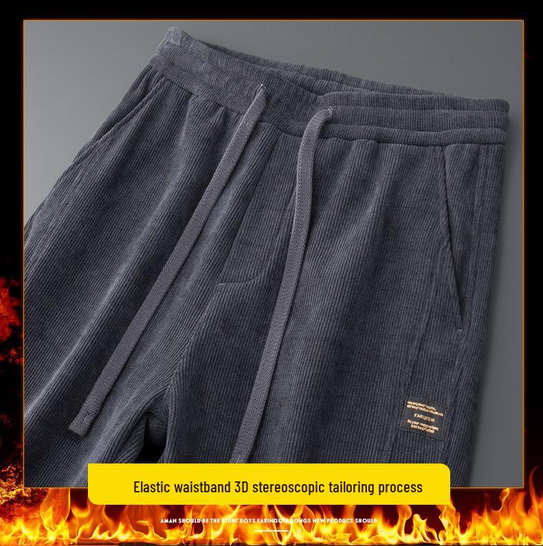 Herren 2025 Winter Fleece-gefütterte Cord-Sweathose: Dicke lässige Baumwollhosen für Herbst & Winter