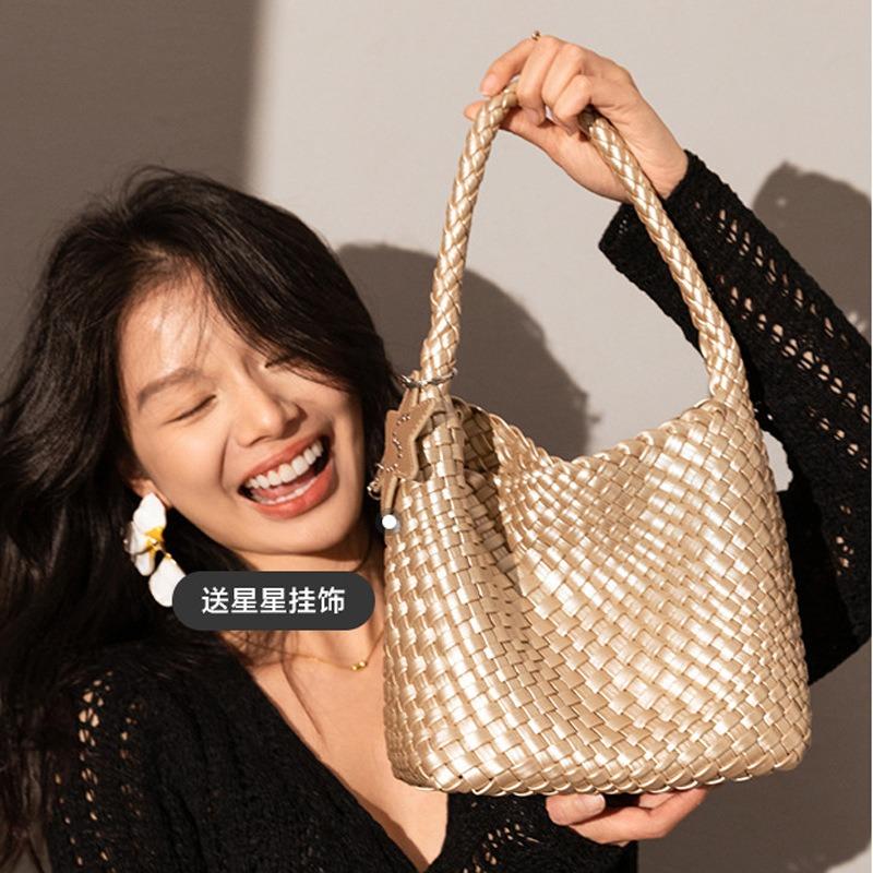 Small Child and Mother Handbag Handwoven Bag Commuter Underarm Bag Simple and Fashionable Shoulder Bag Women