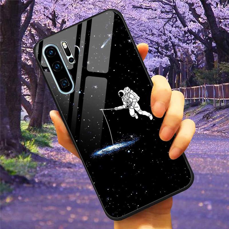 Phone Cover For Huawei P30 Pro Lite Case Tempered Glass Space Wolf Lion Funda for HUAWEI P30 Lite Luxury Cases P30Pro P 30 Cat
