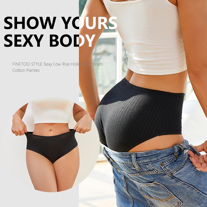 4Pcs/Set Mid Waist Cotton Panties for Women Sexy Lingerie Plus Size Strips Briefs Female Comfort Intimates Underpants