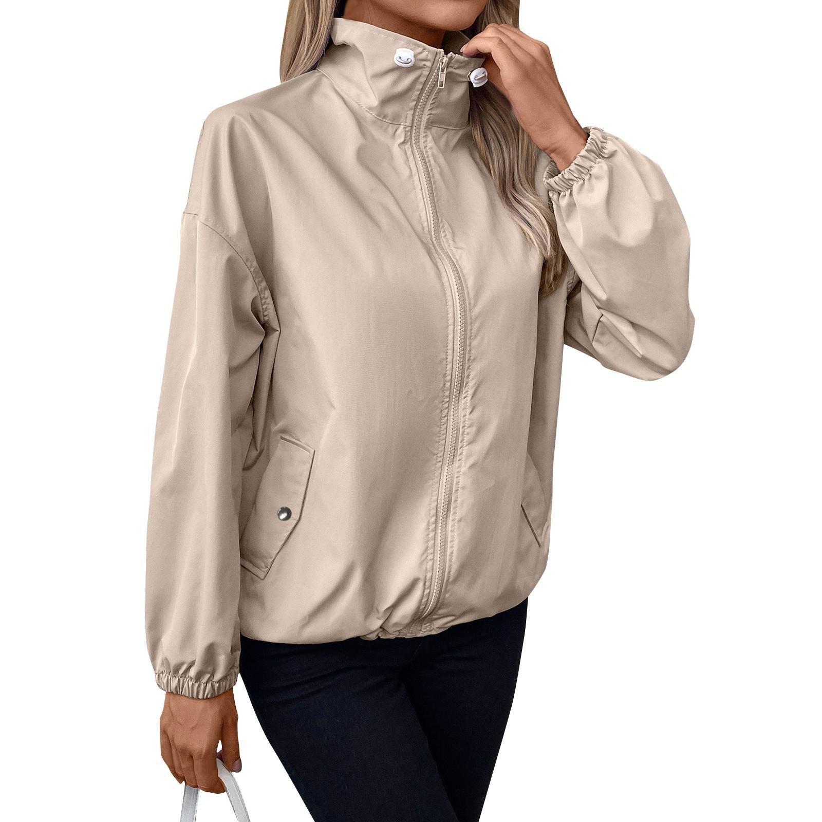 

Женская водонепроницаемая куртка для активного отдыха, повседневная женская куртка с длинным рукавом на молнии XXL хаки