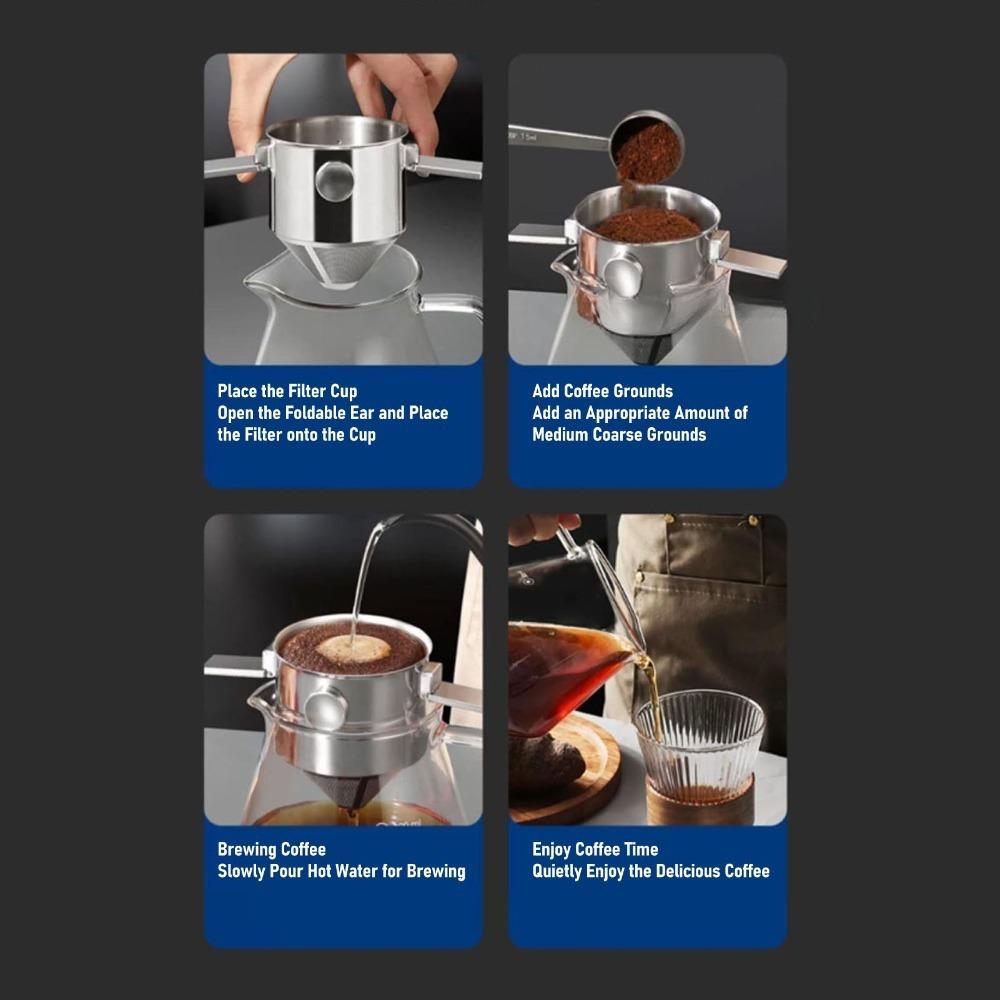 Stainless Steel Reusable Coffee Filter Collapsible Paperless Coffee Dripper Cup For Camping