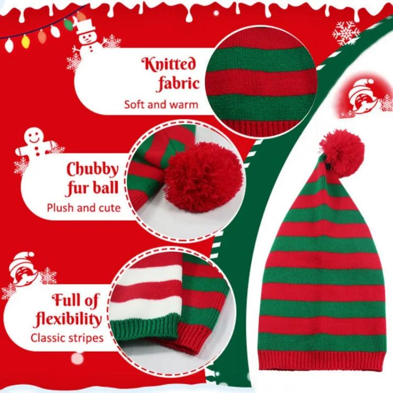 Christmas Knitted Wool Hat Winter Thickened Warm Hat Hairball Long Tail Hat Witch Hat Ladies Hat Christmas Gift Decoration